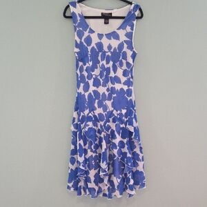 Bobbie Bee Midi Flapper Style Hem Dress Blue And White Size 12